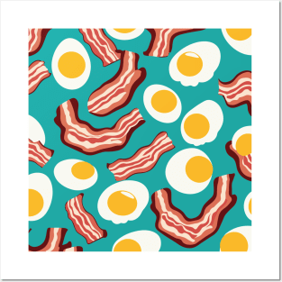 Bacon and fried eggs pattern Posters and Art